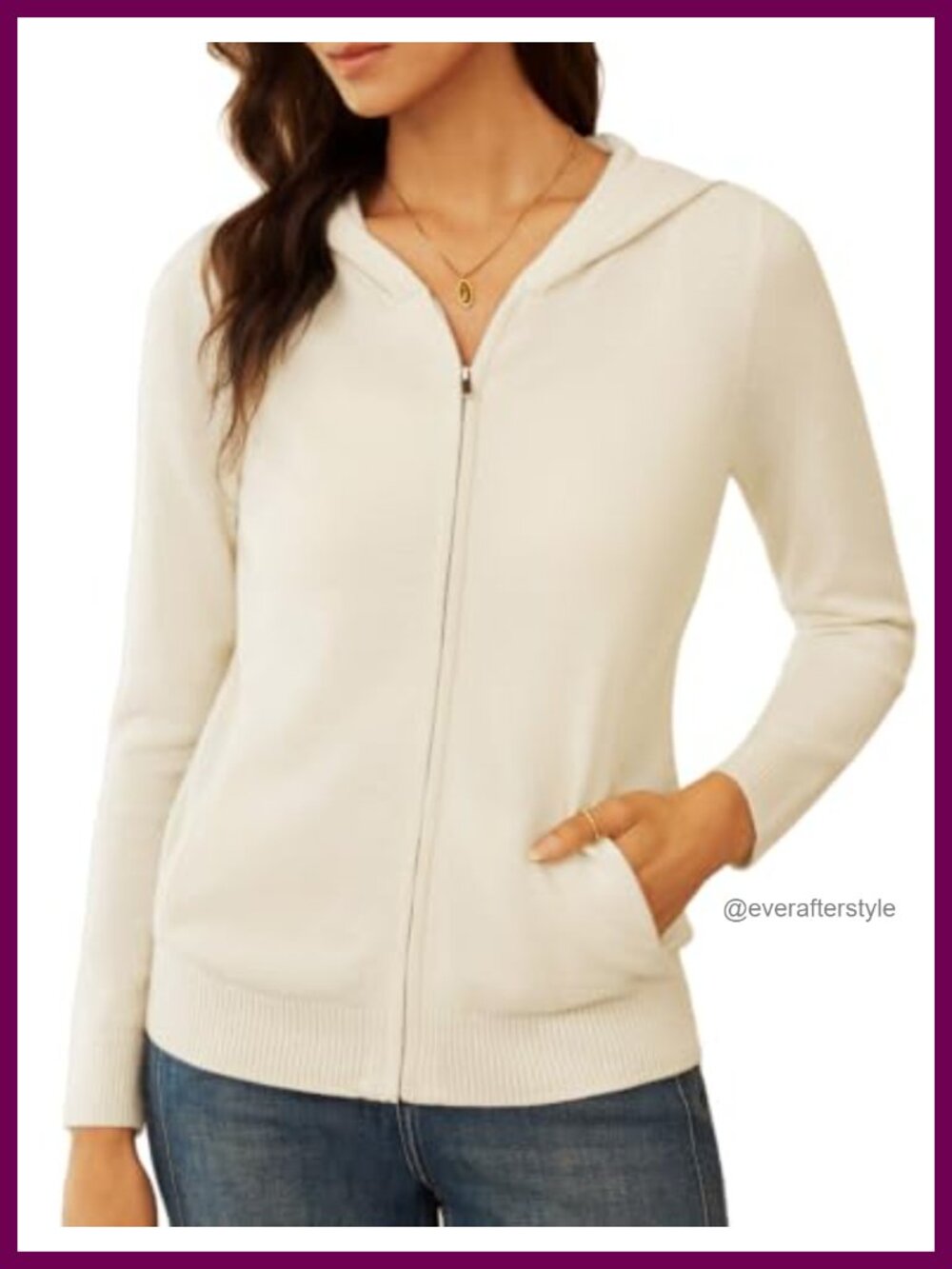 Merino Wool Cardigan Zip Up Hoodie Sweater Long Sleeve